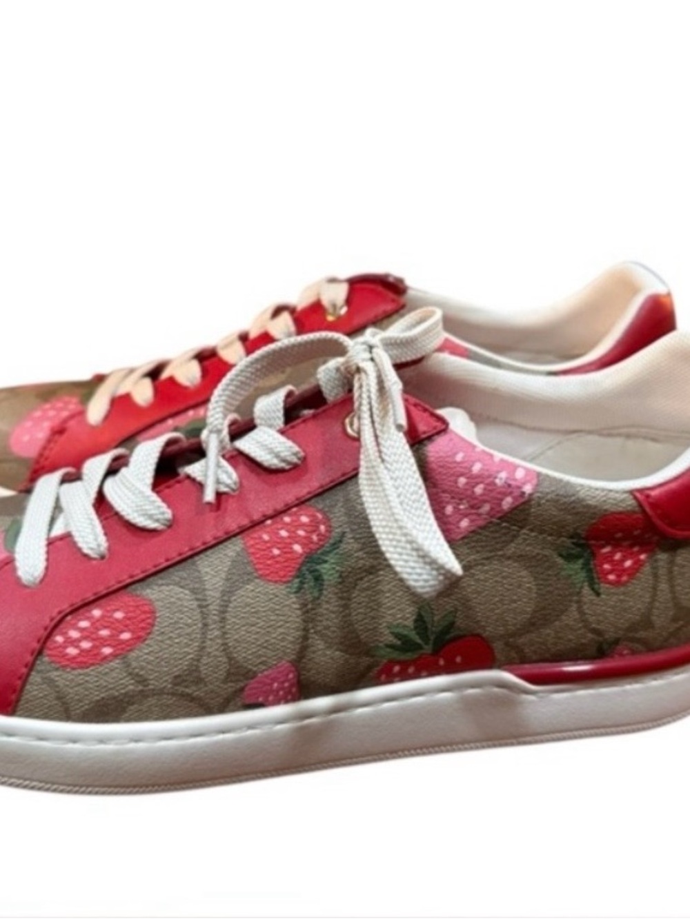 Coach Low Top Sneaker Signature Canvas Wild Strawberry Size 10B - Picture 2 of 6